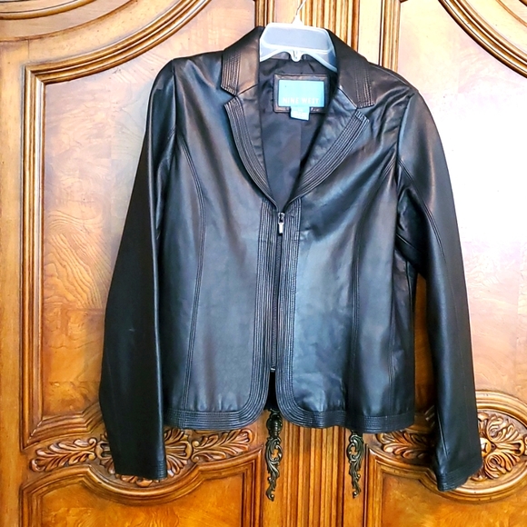 Nine West Jackets & Blazers - BEAUTIFUL BLACK LEATHER JACKET Coat sz L